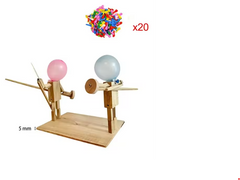 Handmade Balloon Heads Wooden Fighter Puppets