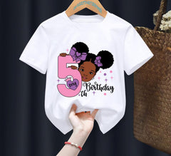 Princess Birthday Digital Print Girls' T-Shirts