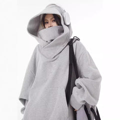 Loose High Collar Fleece Lined Hoodie