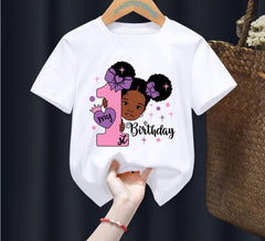 Princess Birthday Digital Print Girls' T-Shirts
